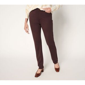 Maya J Women's Petite Pants 6P Silky Ponte Tailored Pant Brown A704952